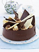 Mocha buttercream cake with chocolate triangles
