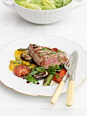 Seared tuna with vegetables