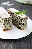 Two slices of poppyseed cake