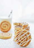 Cinnamon spiral biscuits with sour cream icing