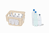 An illustration of glass and plastic deposit bottles