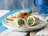 Grilled calamari tubes with a herb stuffing