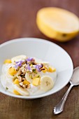 Soya yoghurt with mango and banana