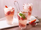 Strawberry punch with ginger ice cubes