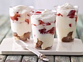 Strawberry and espresso layered dessert with quark