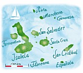 Karte der Galapagosinseln im Ostpazifik