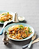 Tagliatelle with pan-fried pork