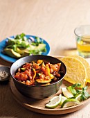 Bean & vegetable chili with tacos