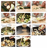 Karamellisierter Tofu mit Chicorée-Zucchini-Gemüse zubereiten
