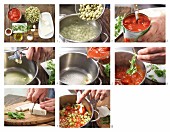 How to prepare broad beans and tomatoes with sheep's cheese