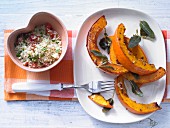 Stewed pumpkin with sage and tomato couscous