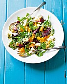 Beetroot salad with tangerines and pumpkin seeds