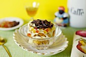 Zuppa inglese (an Italian layered dessert with brioche, chocolate, candied fruit and vanilla cream)
