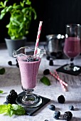 Berrie smoothie with blueberries and blackberries
