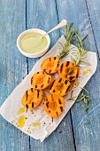 Grilled apricot kebabs with rosemary