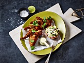 Chicken wings with coleslaw