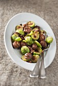 Pan-fried Brussels sprouts with red wine chestnuts