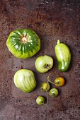 Assorted types of green tomatoes