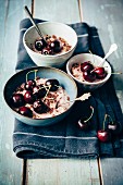 Cherry pudding with grated chocolate