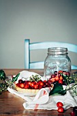 Cranberry pie and fresh cranberries