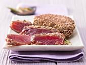 Marinated tuna with a sesame seed crust