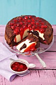 Chocolate cheesecake with cherries