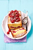 A raspberry loaf cake