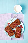 Gingerbread cake with raspberries