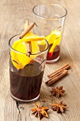 Mulled wine with oranges and cinnamon