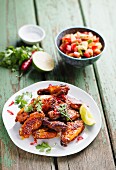 Chicken wings with avocado salsa