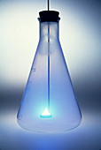 Sulphur burning in conical flask of oxygen