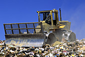 Bulldozer in a landfill