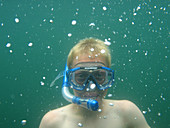A Boy Skin Diving