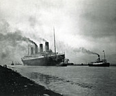 Titanic leaving the shipyard