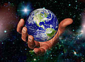 Hand Holding the Earth