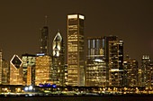 Chicago skyline at night,Illinois,USA