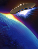 Earth Sun and UFO