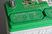 Automotive battery warning label