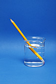 Pencil in a beaker with water