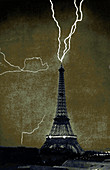 Lightning Strikes Eiffel Tower,1902