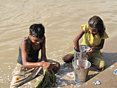 Youngsters in the Ganges River,India