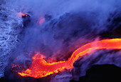 Lava Flowing into the Ocean,Hawaii