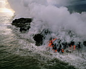 Lava Streams Into the Ocean,Hawaii