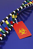 DNA Double Helix with Biohazard Symbol