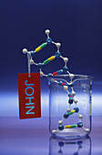 DNA Double Helix in Beaker with Name Tag