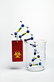 DNA Double Helix with Biohazard Symbol