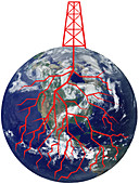Fracking or Oil Dependence,illustration