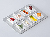 Health Food in a Pill Pack,illustration