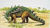 Dinosaur eating leaves,illustration
