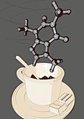 Caffeine molecule,illustration